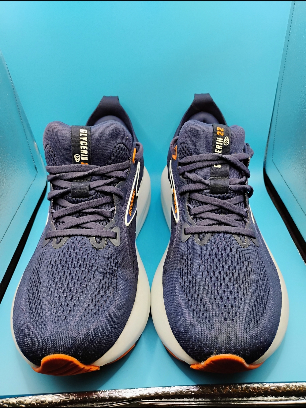 Brooks Glycerin 22 Running Shoes - Navy Blue with Orange Accents
